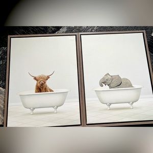 Animals sitting in the tub